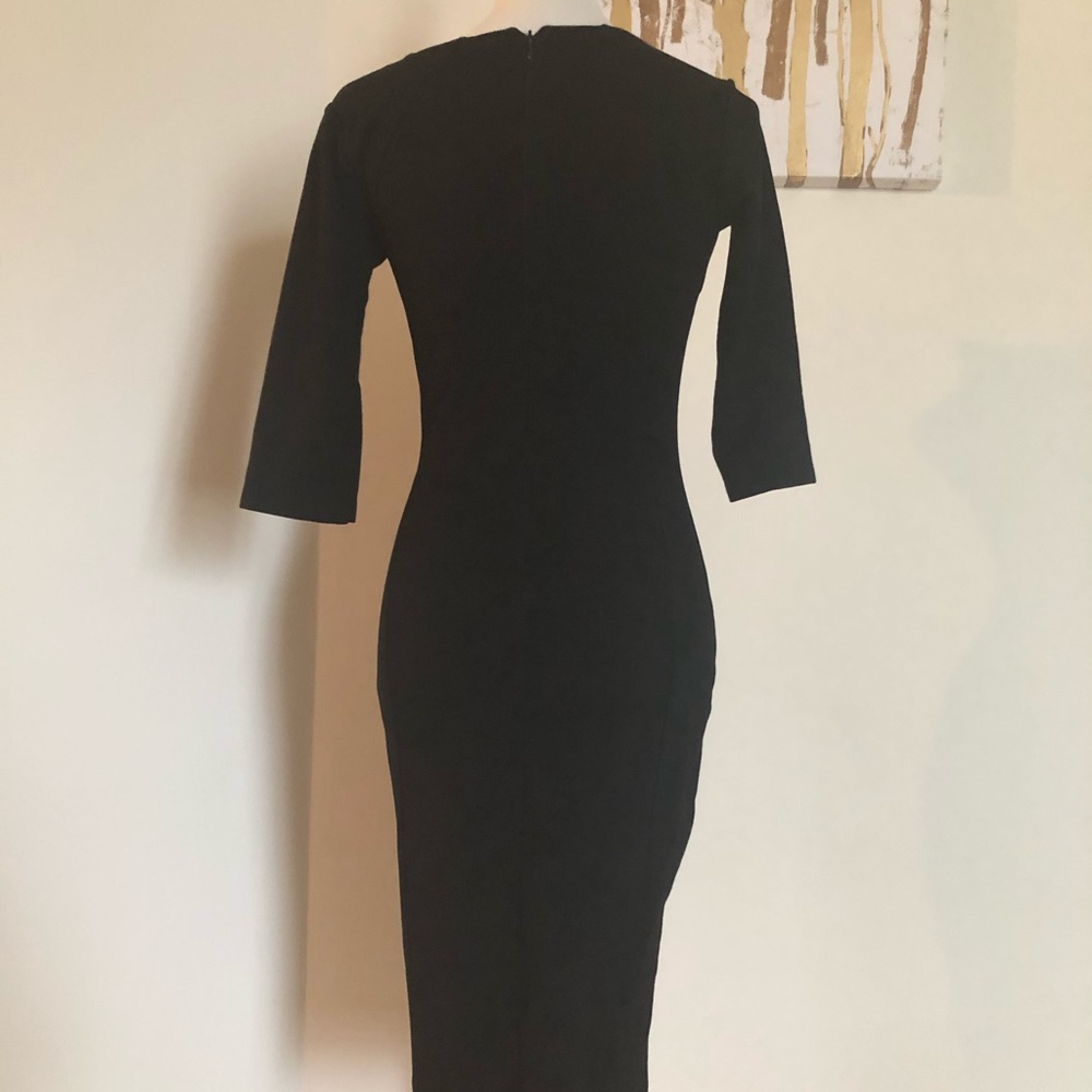 ASOS Classy Chic Black 3/4 Sleeve Midi Dress - Picture 6 of 7